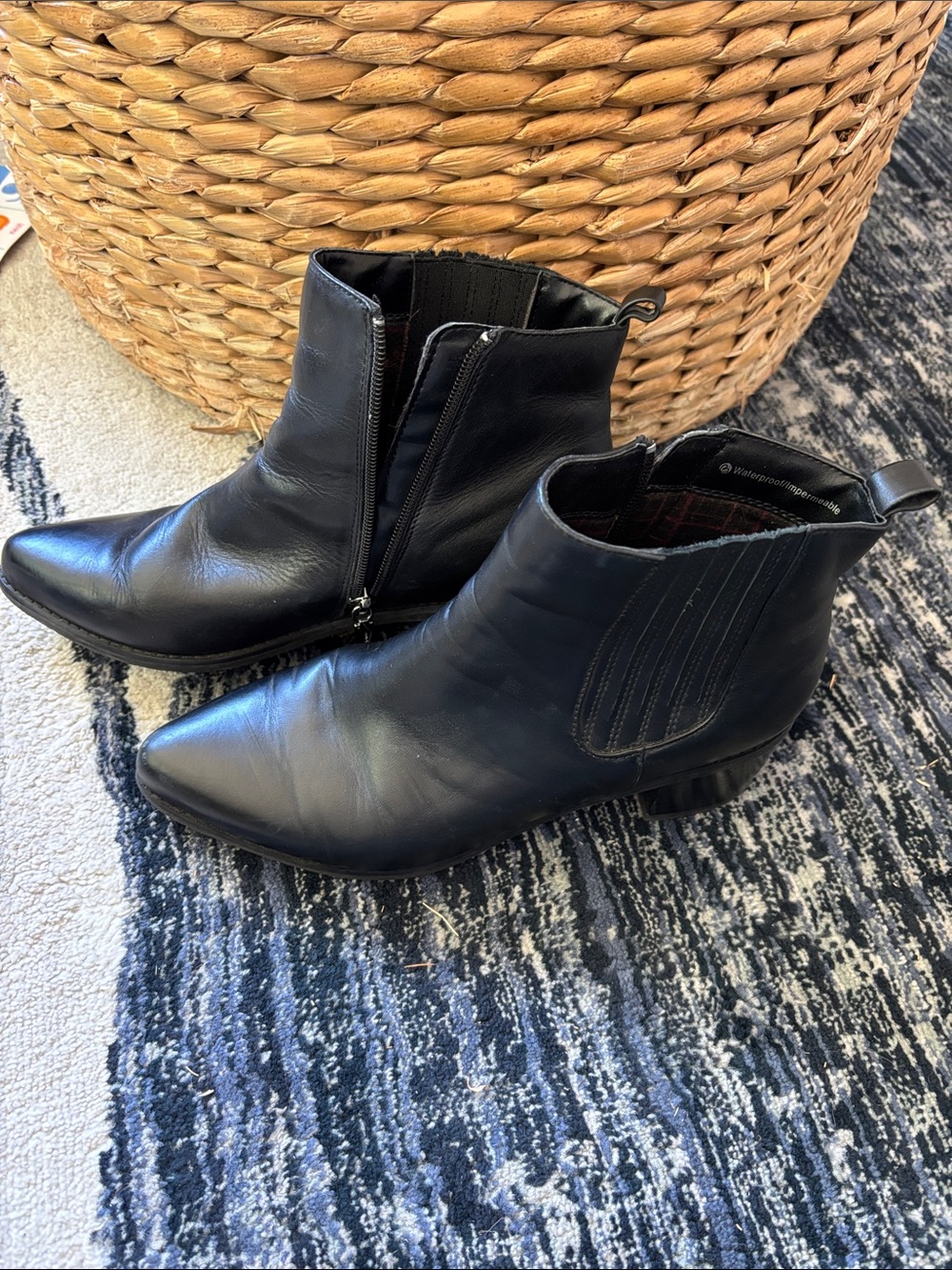 Blondo Black Leather Heeled Ankle Boots (waterproof)